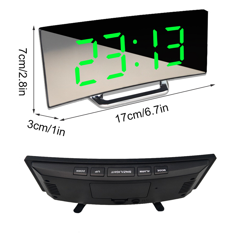 Digitaler Wecker mit gebogenem LED-Display, automatischer Dimmung und Snooze-Funktion 3