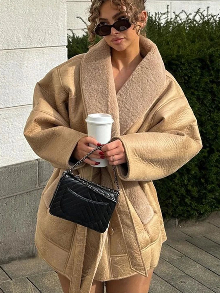 Amanda | Giacca in pelle spessa e pelosa