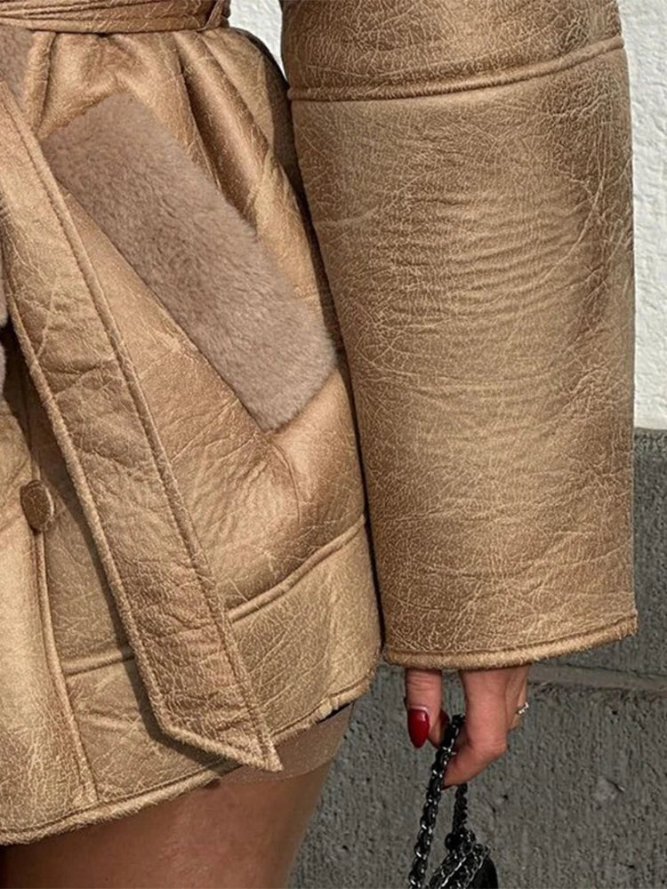 Amanda | Giacca in pelle spessa e pelosa