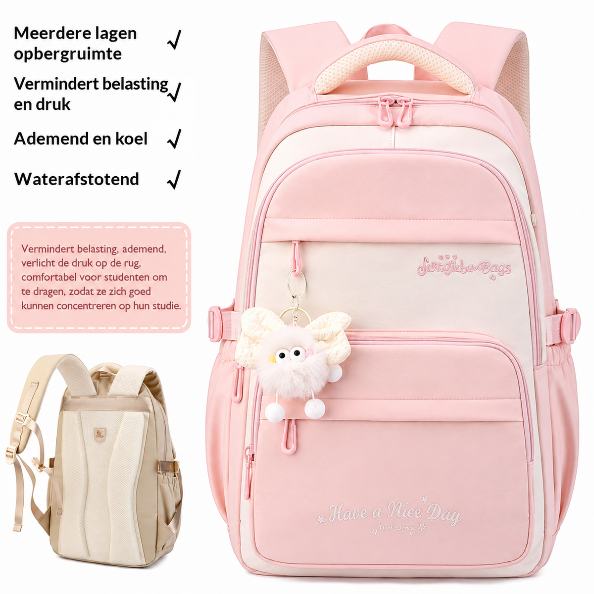 Driedelige Schoolrugzak met Cartoonprint 8