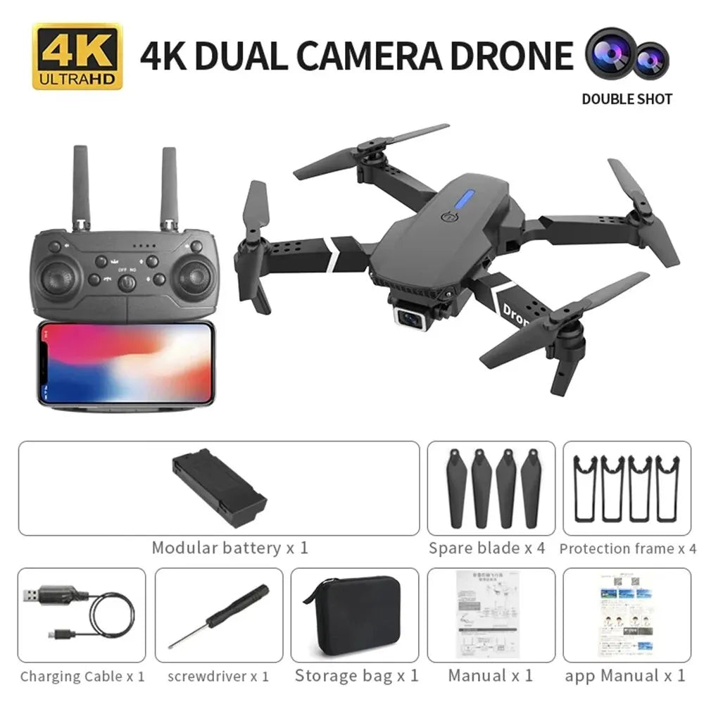 AeroFlex – E88 Dron 4K Kamera, WiFi FPV, skladací a stabilný let