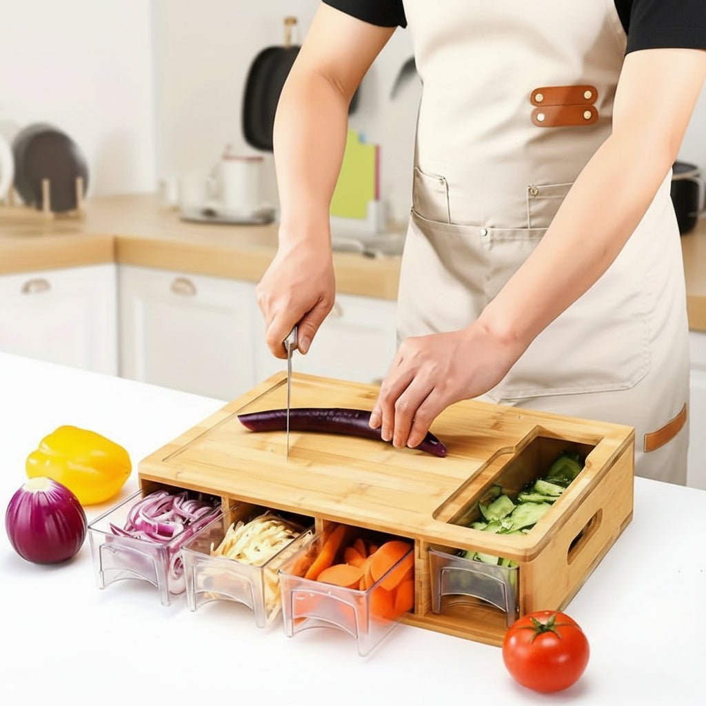 SLICEECO – Ecological Bamboo Cutting Board with Replaceable Blades & Storage Bowls Vestragear