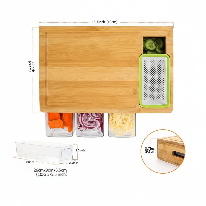 SLICEECO – Ecological Bamboo Cutting Board with Replaceable Blades & Storage Bowls Vestragear