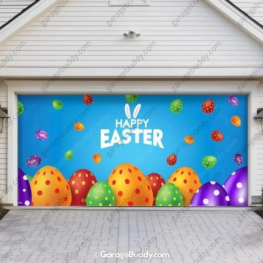 Easter Garage Door Cover with Bunny Design, Easy Installation for Standard Doors 7