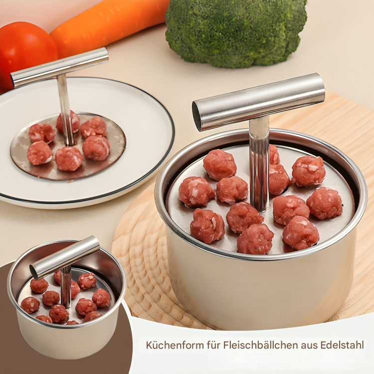 Edelstahl Fleischbällchen Former für gleichmäßige Portionen, ergonomisch und spülmaschinengeeignet 0