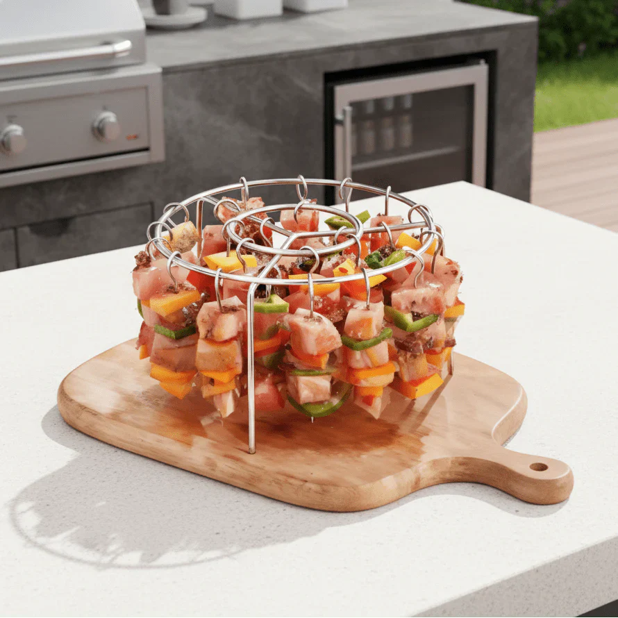 AIRSKEWER – Stainless Steel Grill for Air Fryer with Skewer Holder Vestragear