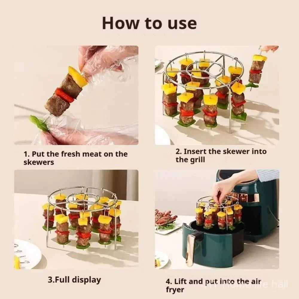 AIRSKEWER – Stainless Steel Grill for Air Fryer with Skewer Holder Vestragear