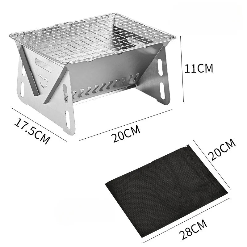 GRILLFOLD – Portable Stainless Steel Charcoal Grill for Outdoor Cooking Vestragear