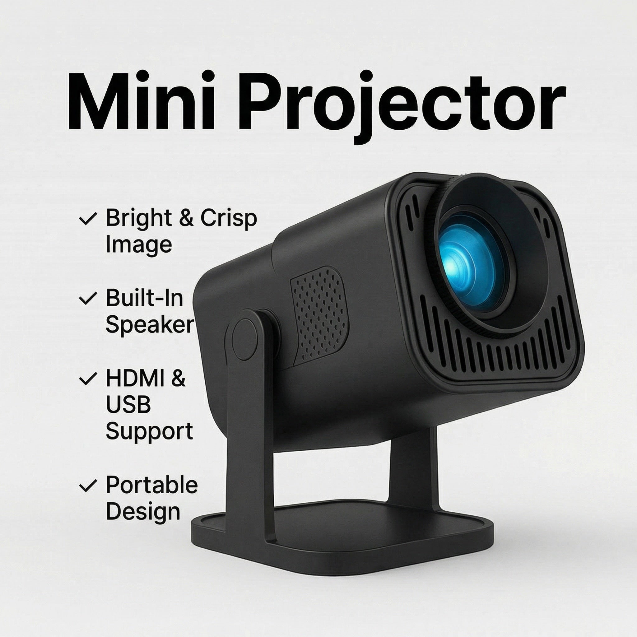 Mini projektor – Prenosný, bezdrôtové zrkadlenie obrazovky a integrovaný reproduktor