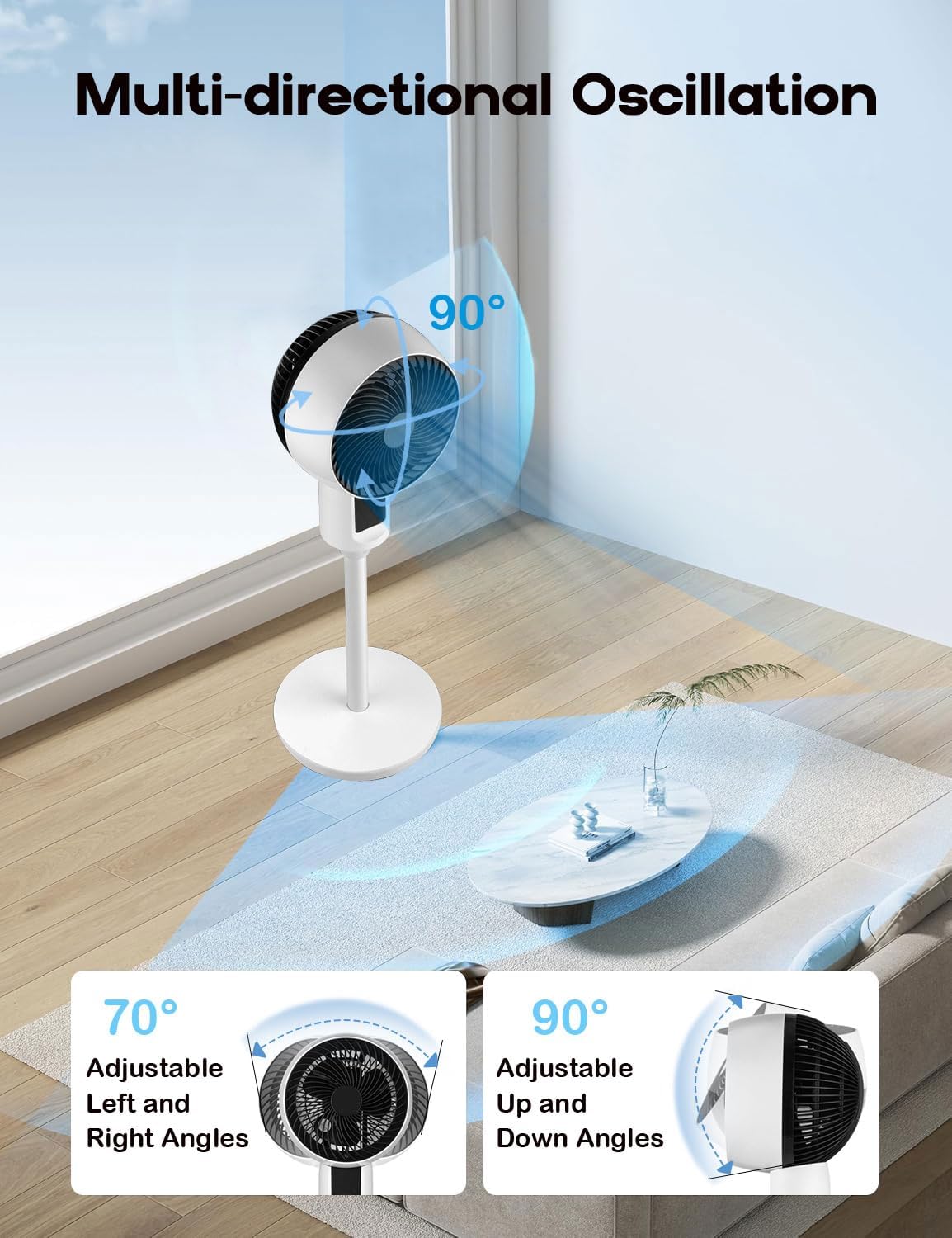 Einstellbarer Standventilator mit 3D-Oszillation – Aerion 2
