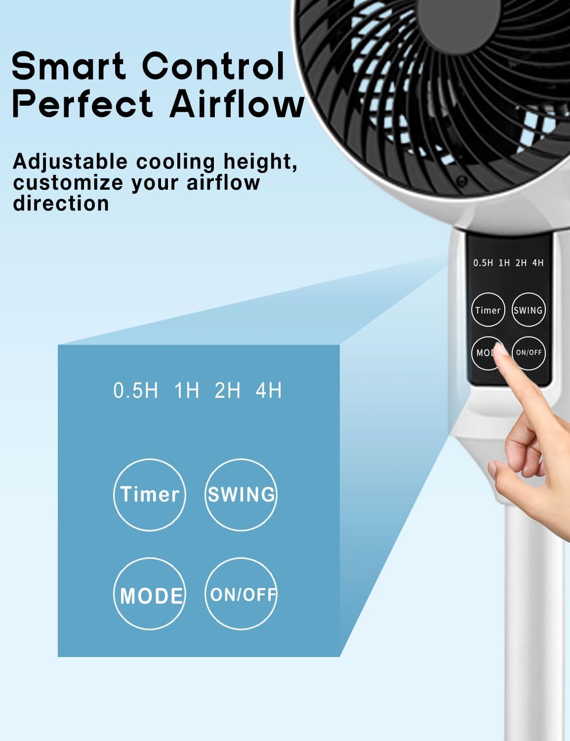 Einstellbarer Standventilator mit 3D-Oszillation – Aerion 5