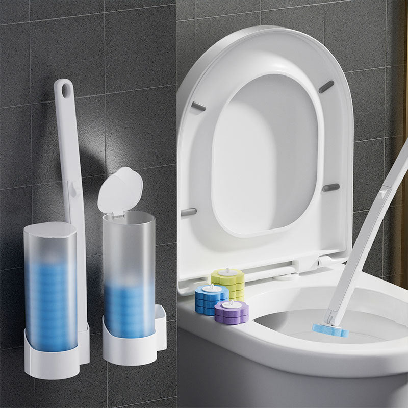 Einweg-Toilettenbürste mit Antibakteriellen Schwammköpfen und Knopfdruck-Wechsel 0