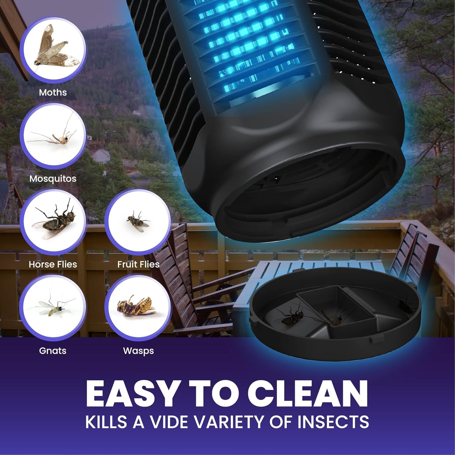Elektrischer Insektenvernichter mit 20W UV-Licht und 4200V Netz, IPX4 wasserdicht – Zeytra 4