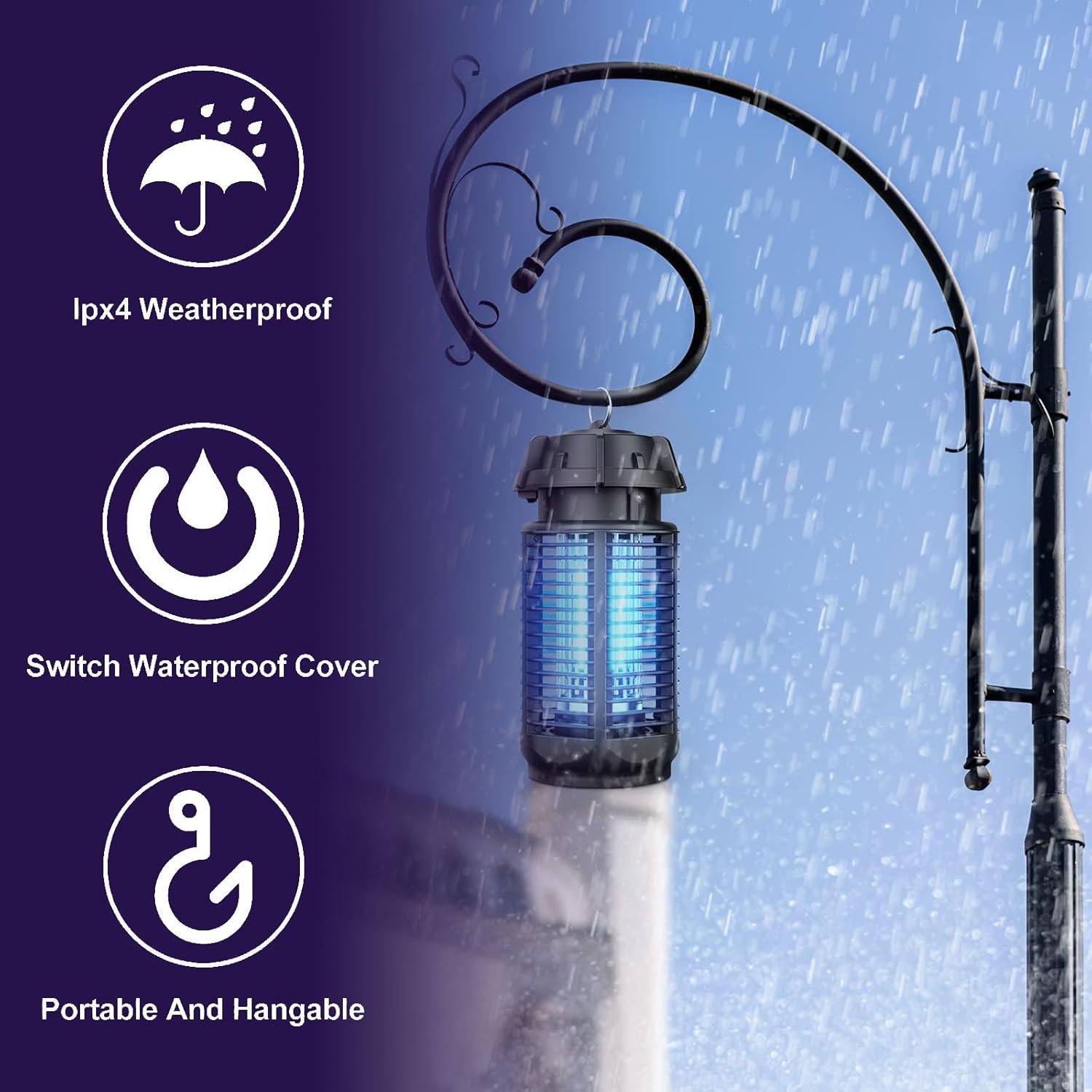 Elektrischer Insektenvernichter mit 20W UV-Licht und 4200V Netz, IPX4 wasserdicht – Zeytra 5