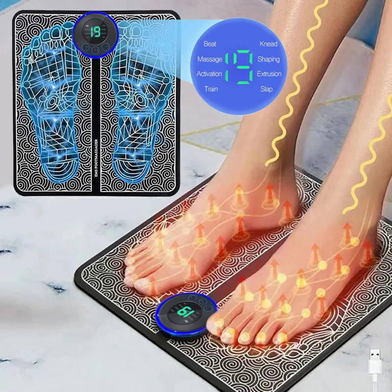 Elektrisches Fußmassagegerät mit 8 Modi & 19 Intensitätsstufen für Entspannung 0