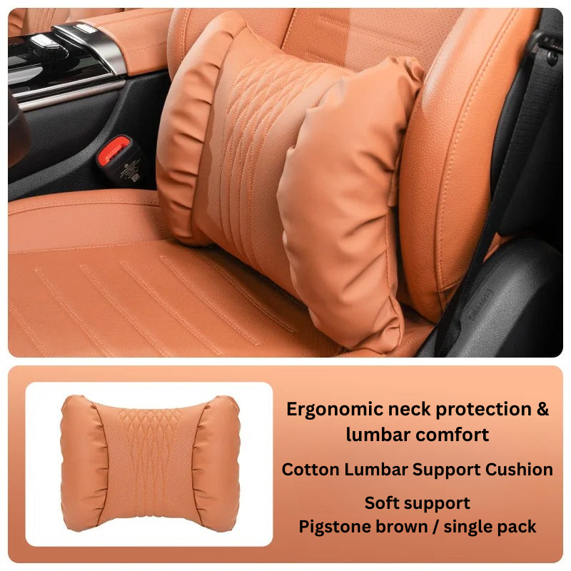Ensemble appuie-tête & coussin lombaire auto – Matériau PU rembourré & Design confort 2 pièces