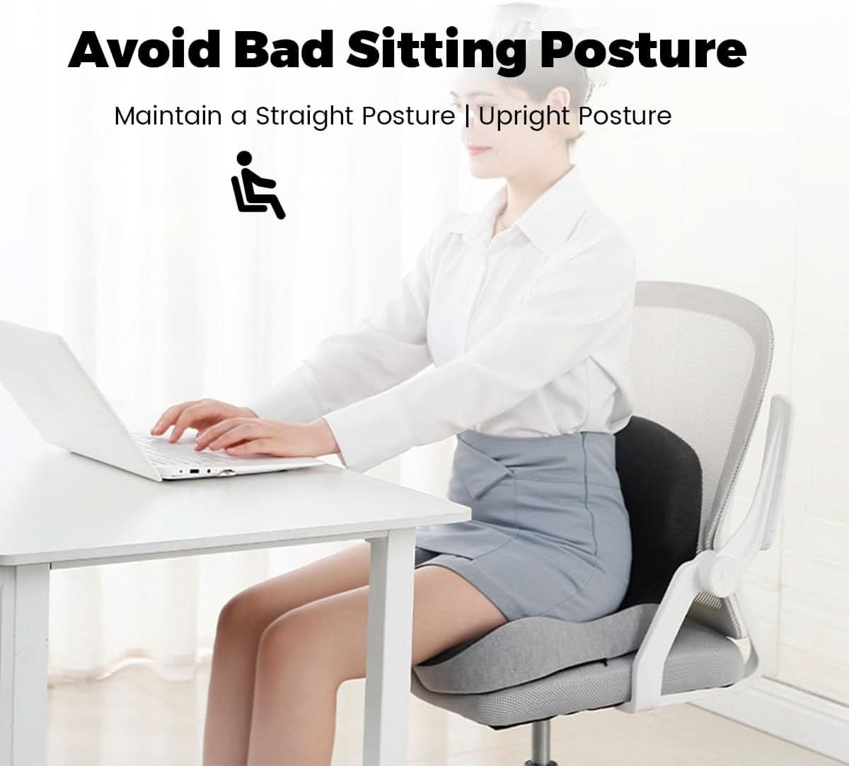 Coussin d'assise – Forme ergonomique avec mousse à mémoire respirante et dessous antidérapant