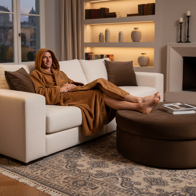 FELIX FLANELL-MANTEL - Flanell-Bademantel für Herren mit extra Komfort und Wärme 1