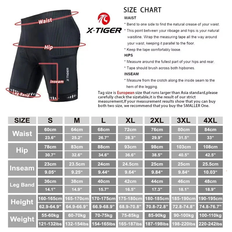 Fietsbroek Heren met 5D Gel Padding voor Mountainbike en Racefiets, Ademend en Reflecterend 5