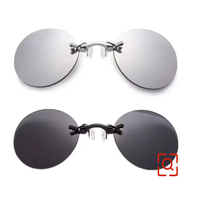 Næseclip solbrille – kantløs mini-brille i vintage-look