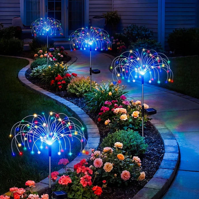 Kleurrijke solar-tuinprikker - draadloze lichtster die de hele nacht brandt