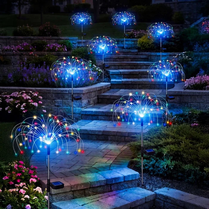 Kleurrijke solar-tuinprikker - draadloze lichtster die de hele nacht brandt