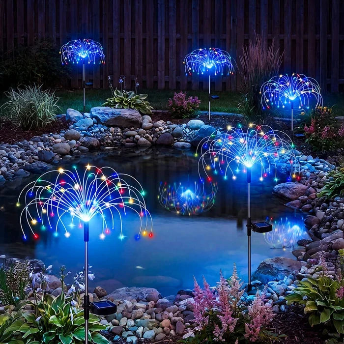 Kleurrijke solar-tuinprikker - draadloze lichtster die de hele nacht brandt