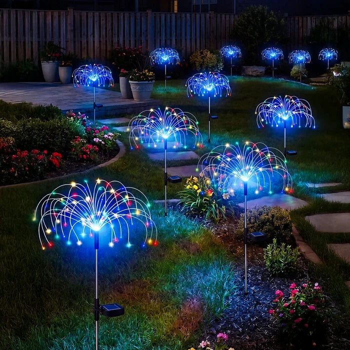 Kleurrijke solar-tuinprikker - draadloze lichtster die de hele nacht brandt