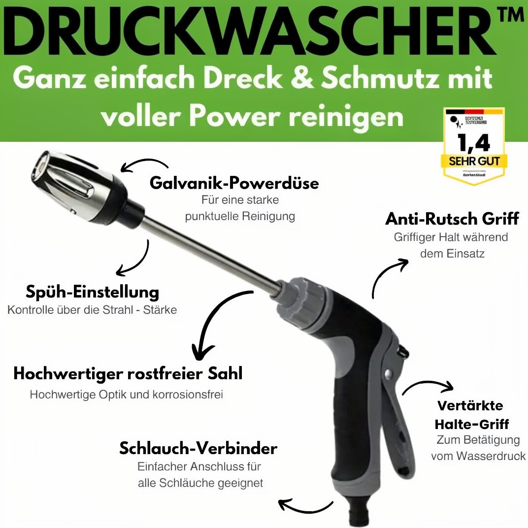 Gartenschlauch-Spritzpistole – Verstellbarer Wasserstrahl & robustes Design 1