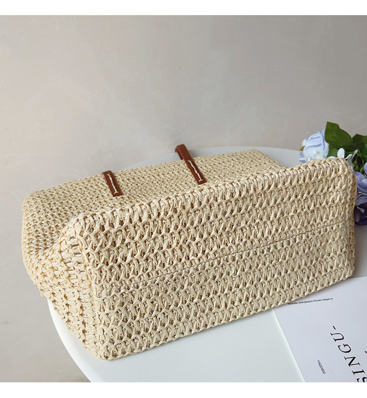 Geflochtene Korbtasche mit Lederhenkeln – SummerBreeze Tote 8