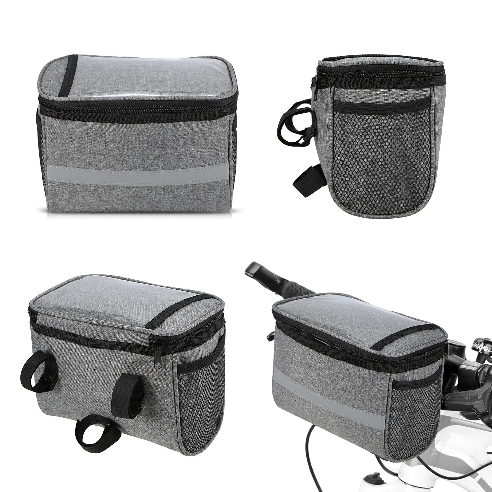 Geïsoleerde Fiets Stuurtas met Reflecterende Strip en PVC Zakje, 600D Polyester 5