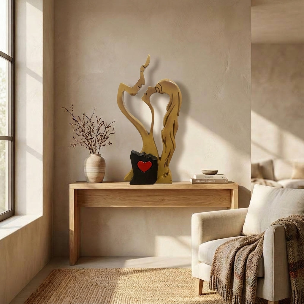 Paar Skulptur Holz – Abstraktes Design, Handgefertigte Optik & Wohn-Deko