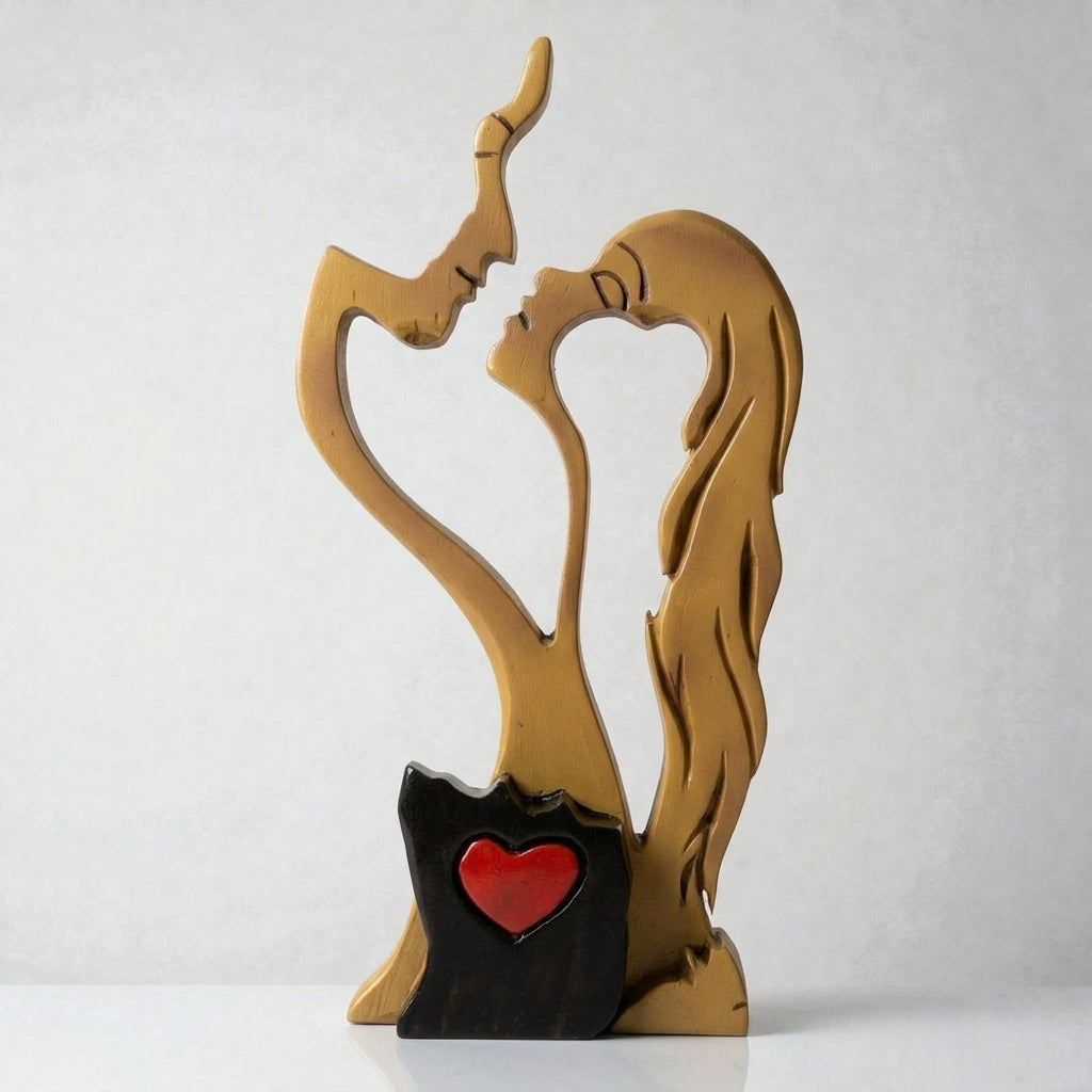 Paar Skulptur Holz – Abstraktes Design, Handgefertigte Optik & Wohn-Deko