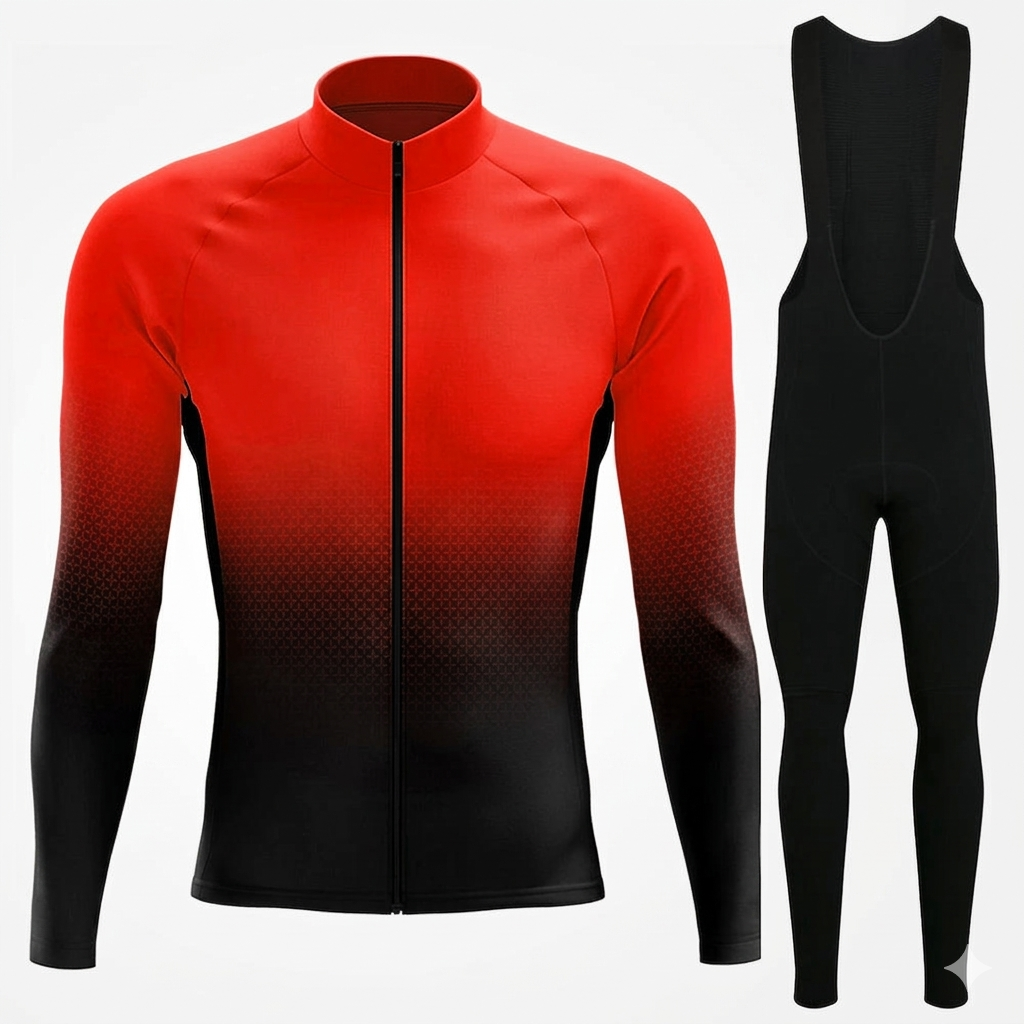 Radtrikot Set Herren – Atmungsaktiv, Langarm & Elastisches Fahrraddesign