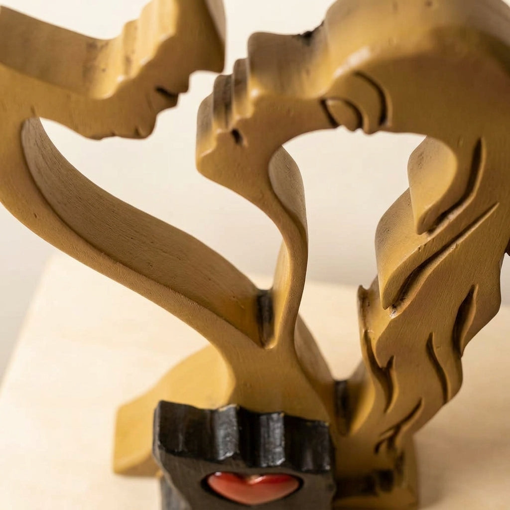 Paar Skulptur Holz – Abstraktes Design, Handgefertigte Optik & Wohn-Deko
