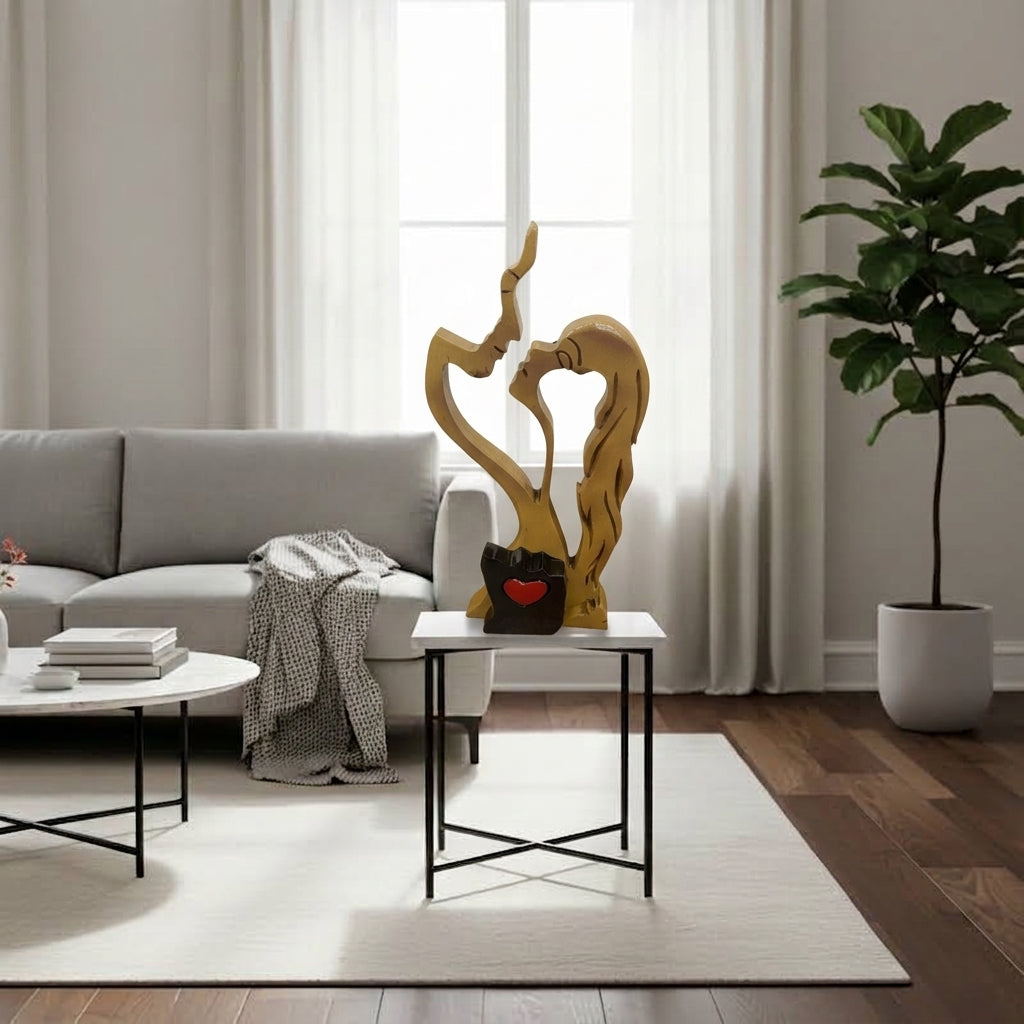 Paar Skulptur Holz – Abstraktes Design, Handgefertigte Optik & Wohn-Deko