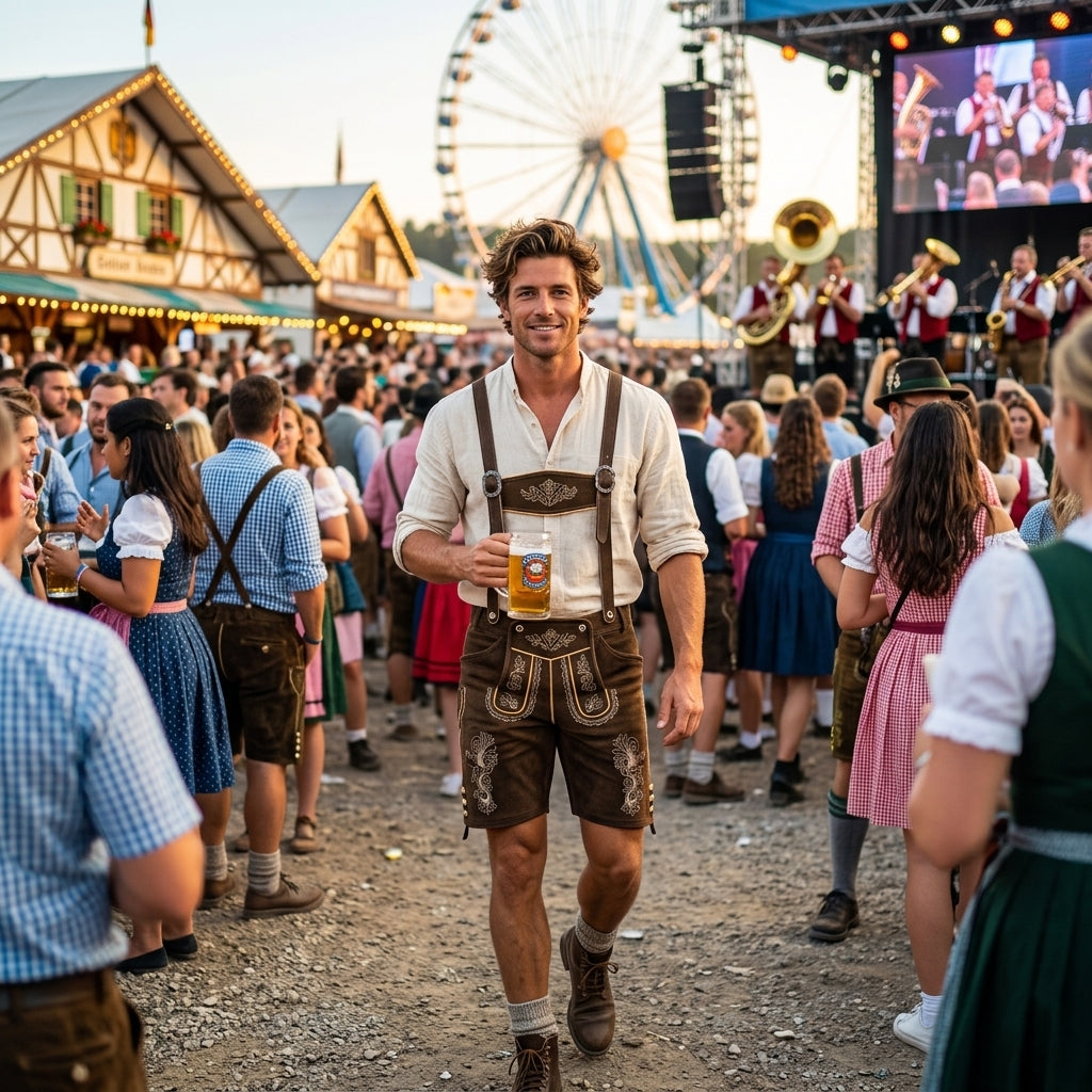 Bolendo Luca - Lederhosen traditionnel élégant pour hommes avec design authentique