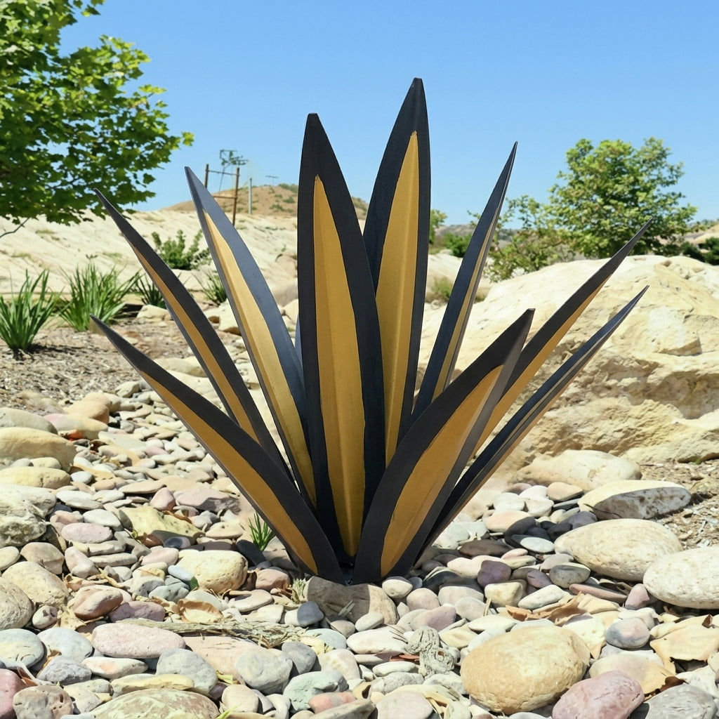 Gartenstecker Metall – Agave Gartendeko für Beet, Terrasse und Außenbereich