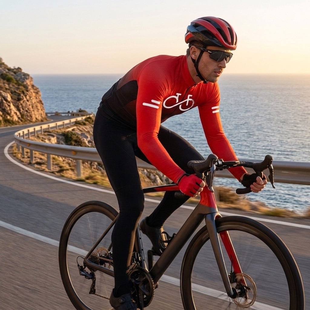 Radtrikot Set Herren – Atmungsaktiv, Langarm & Elastisches Fahrraddesign