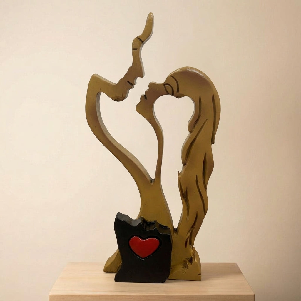 Paar Skulptur Holz – Abstraktes Design, Handgefertigte Optik & Wohn-Deko