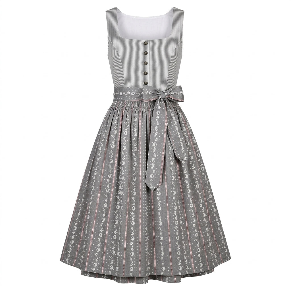 AlpenFein – Dirndl pour femmes avec manches ¾ et encolure carrée – style traditionnel