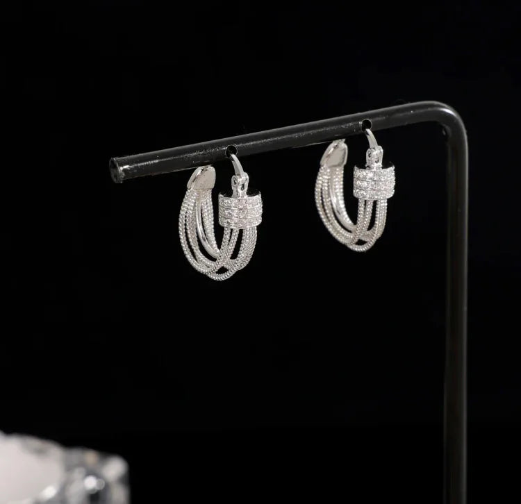 Aria Damen Ohrringe Geometrisch Mehrlagig in Gold oder Silber