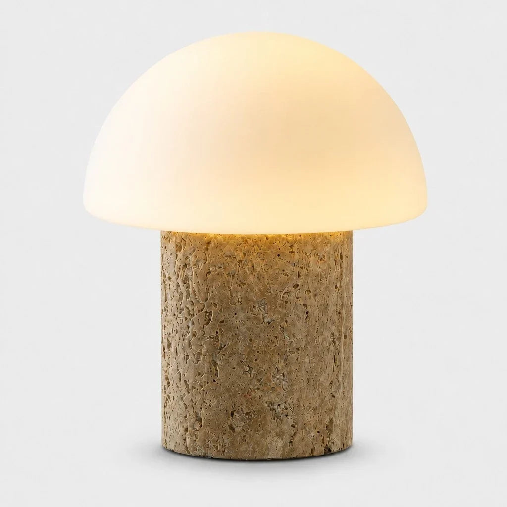 Glynnis Wabi-Sabi Travertine Mushroom Table Light 9