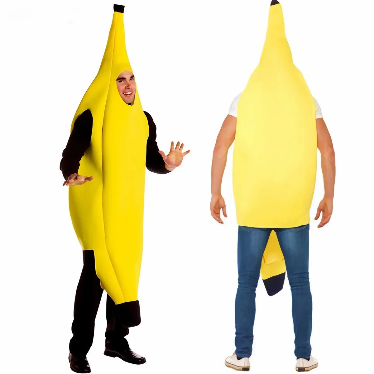 PartyJungle – Sjovt banankostume til herrer – karneval & halloween outfit (S-XL)