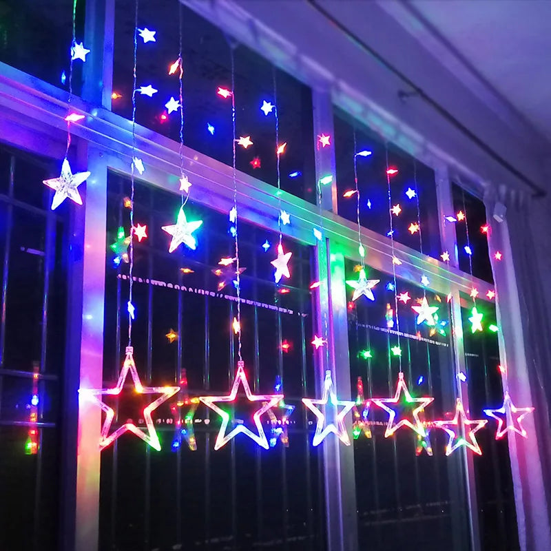 LumiStar – LED Sternen-Lichterkette Vorhangbeleuchtung Weihnachten