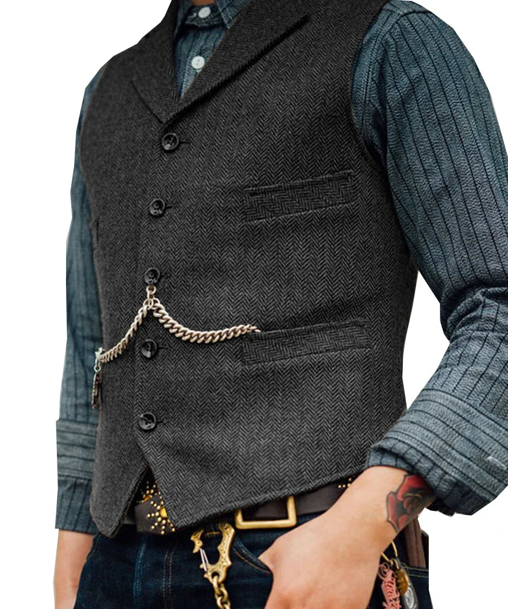 Bolendo Hortu - Traditionelle Slim-Fit-Trachtenweste aus Tweed für Herren