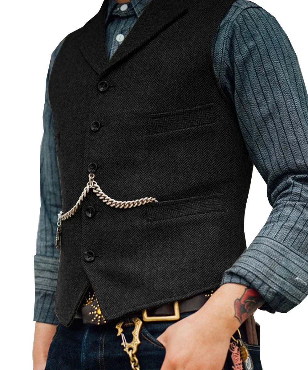 Bolendo Hortu - Traditionelle Slim-Fit-Trachtenweste aus Tweed für Herren