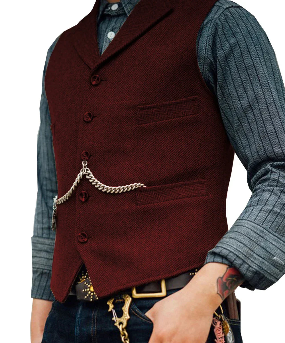 Bolendo Hortu - Traditionelle Slim-Fit-Trachtenweste aus Tweed für Herren