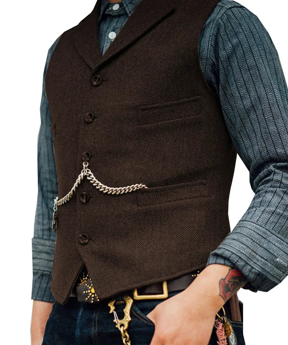 Bolendo Hortu - Traditionelle Slim-Fit-Trachtenweste aus Tweed für Herren