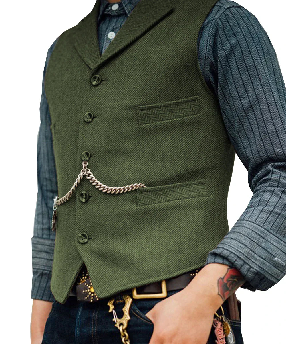 Bolendo Hortu - Traditionelle Slim-Fit-Trachtenweste aus Tweed für Herren